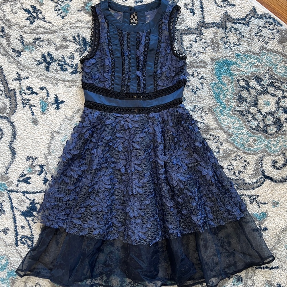 Blue Lace Sleeveless Dress size Small